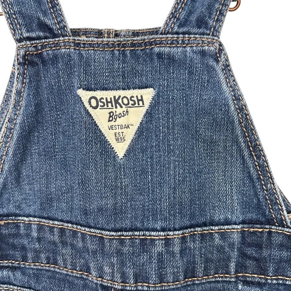 Oshkosh B'gosh Vestbak Overalls Floral Trim Baby Girl 6 Months Pockets Jean Blue